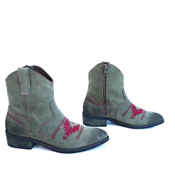 Musse & Cloud green ankle boots size 38 US 7 - Picture 1 of 8